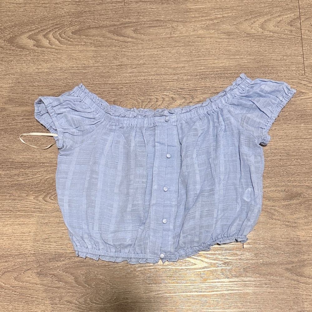 Forever 21 Women’s Light Blue Off-Shoulder Top